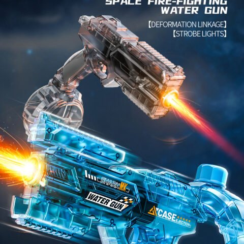 New Drum & Energy Ring Space Electric Water Gun Automatic Burst Fire with Flash Light for Kids